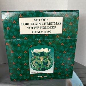 Porcelain Christmas Votive Holders Set of 6